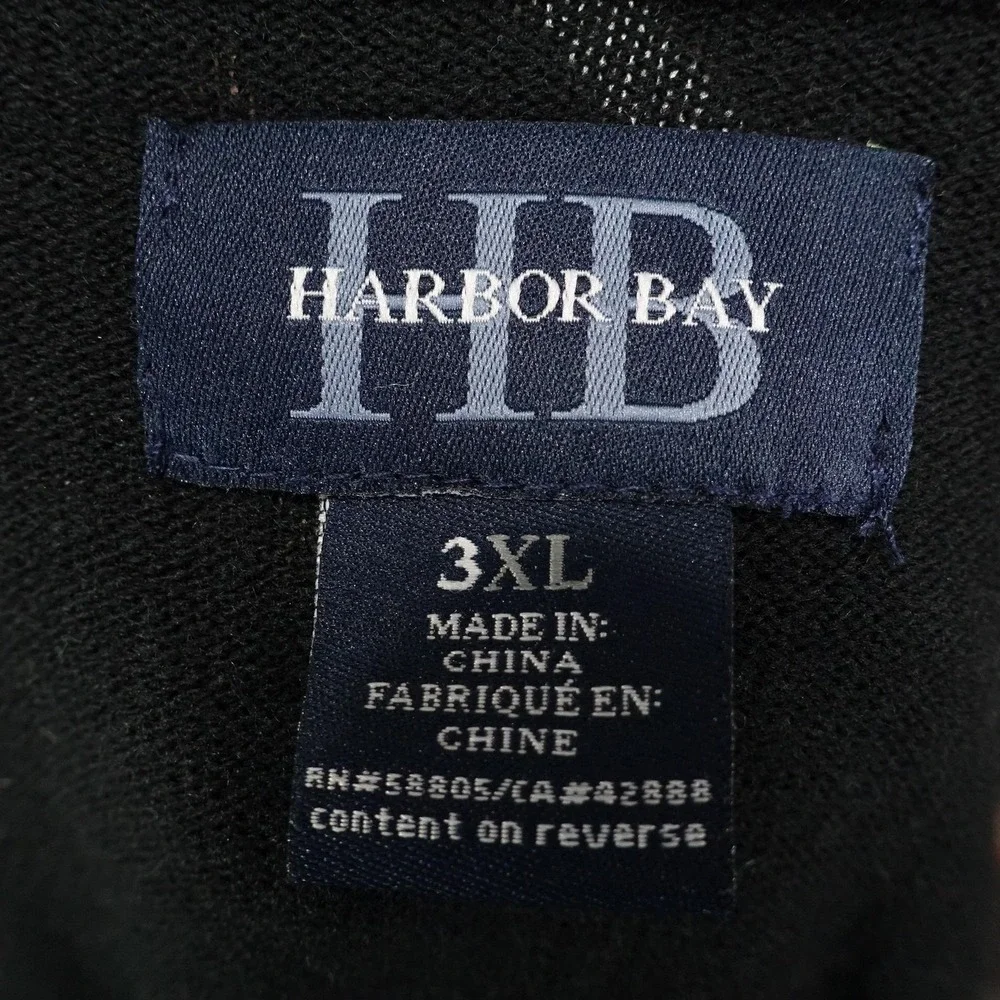Harbor Bay Sweater Mens 3XL Black V Neck Argyle Diamond Knit Pullover Acrylic